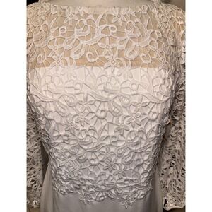 New NWT Anne Klein Size Small Ivory Dress Open Crochet Sleeve Dressy